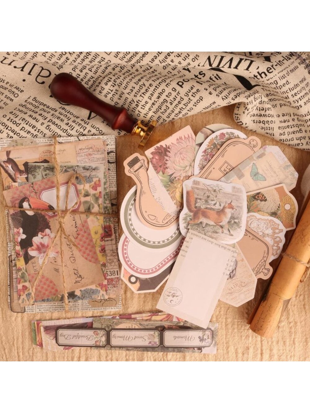 New 200Pcs Vintage Scrapbook Stickers Aesthetic Ephemera for Journals - Picture 6 of 6